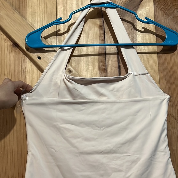 New with tags Beaton size large cream bodysuit halter top thong with snap bottom - Picture 6 of 7